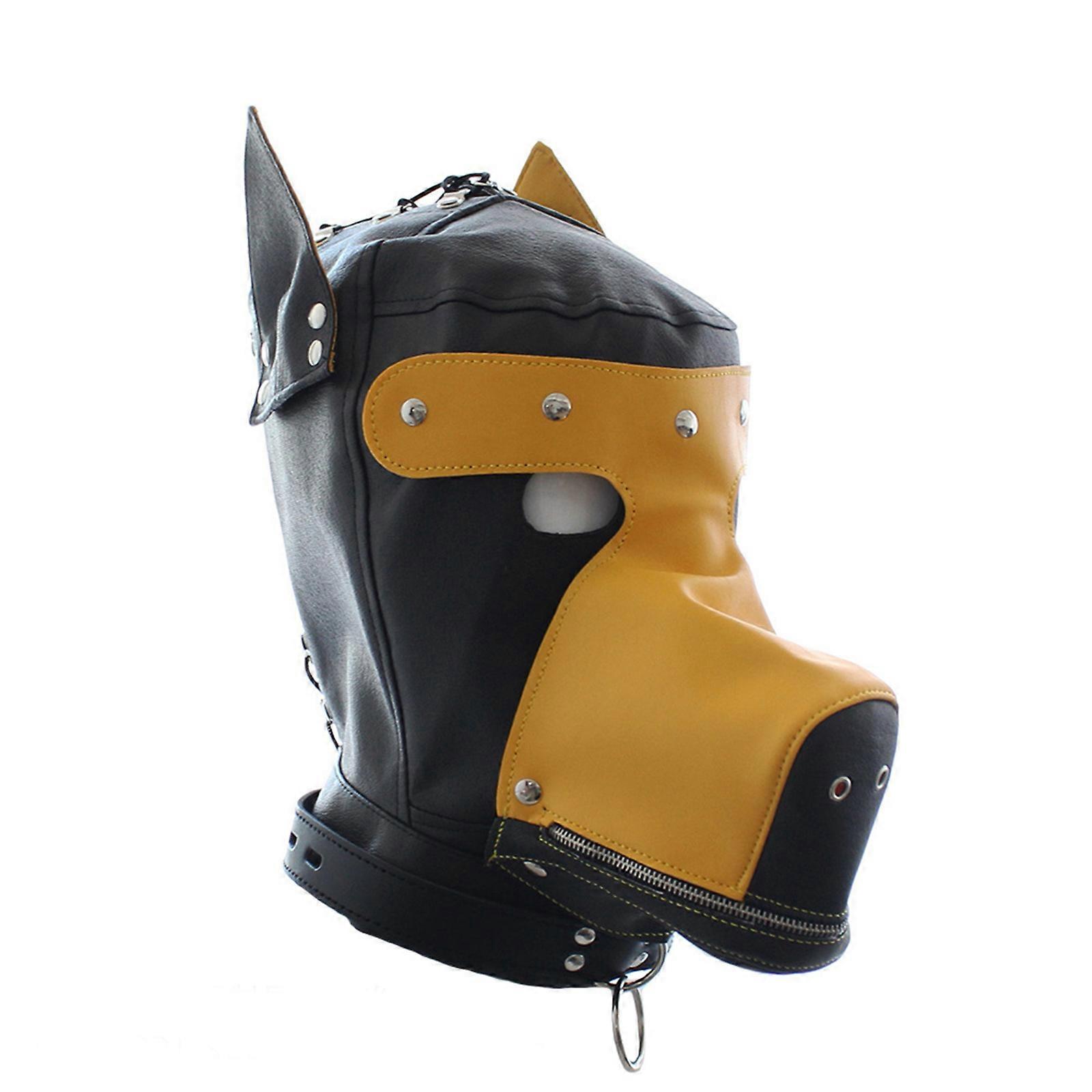 Adjustable Head Wrap Eye Hole for Couple Play Elastic Headgears with Tie for Couple Flirting Headgears  Yellow