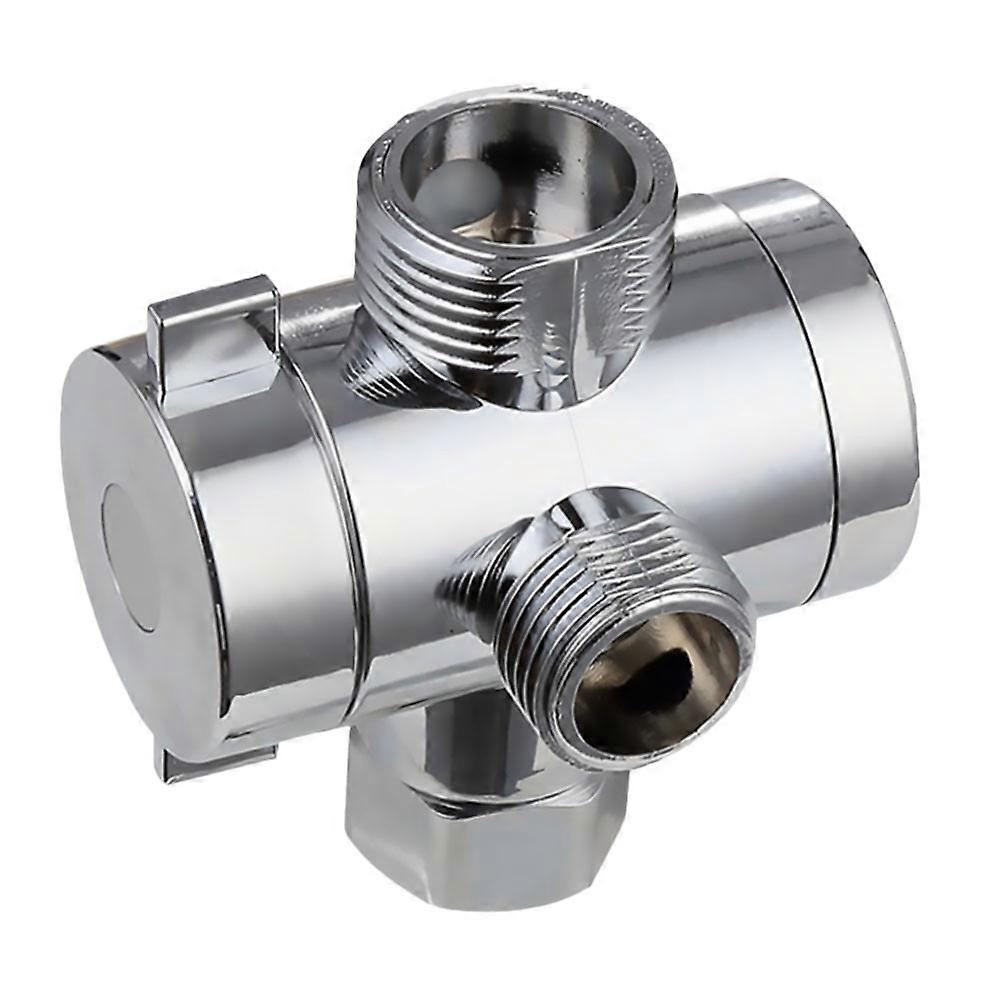 Water Separator Three Way Diverter Shower Tee Adapter For Wall-Mount Handheld Shower Silver 1Set
