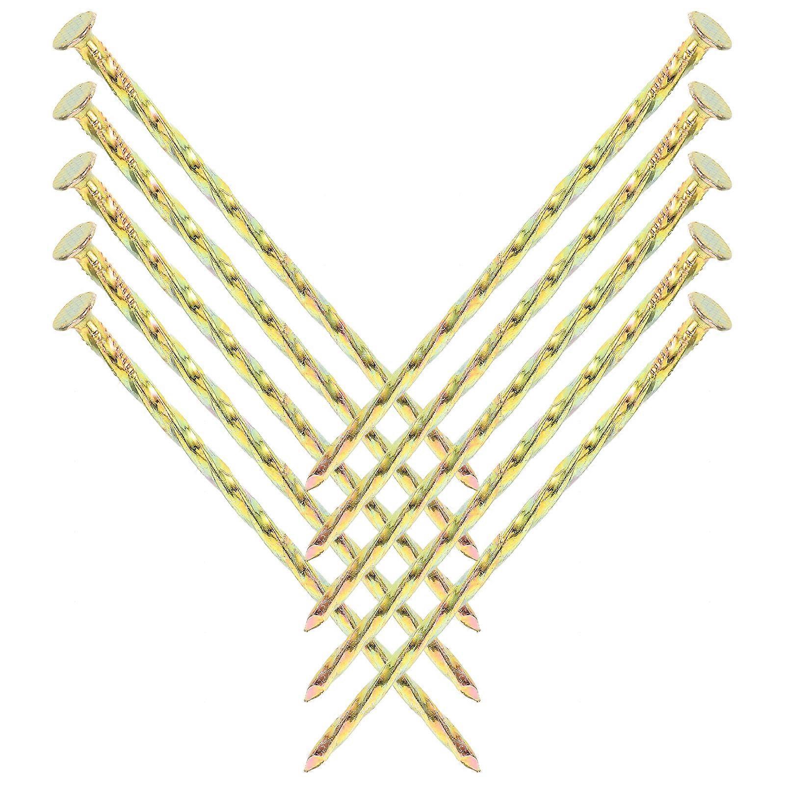 Golden Metal Landscape Spikes for Fixing 10Pcs Artificial Turf Stakes with Spiral Design