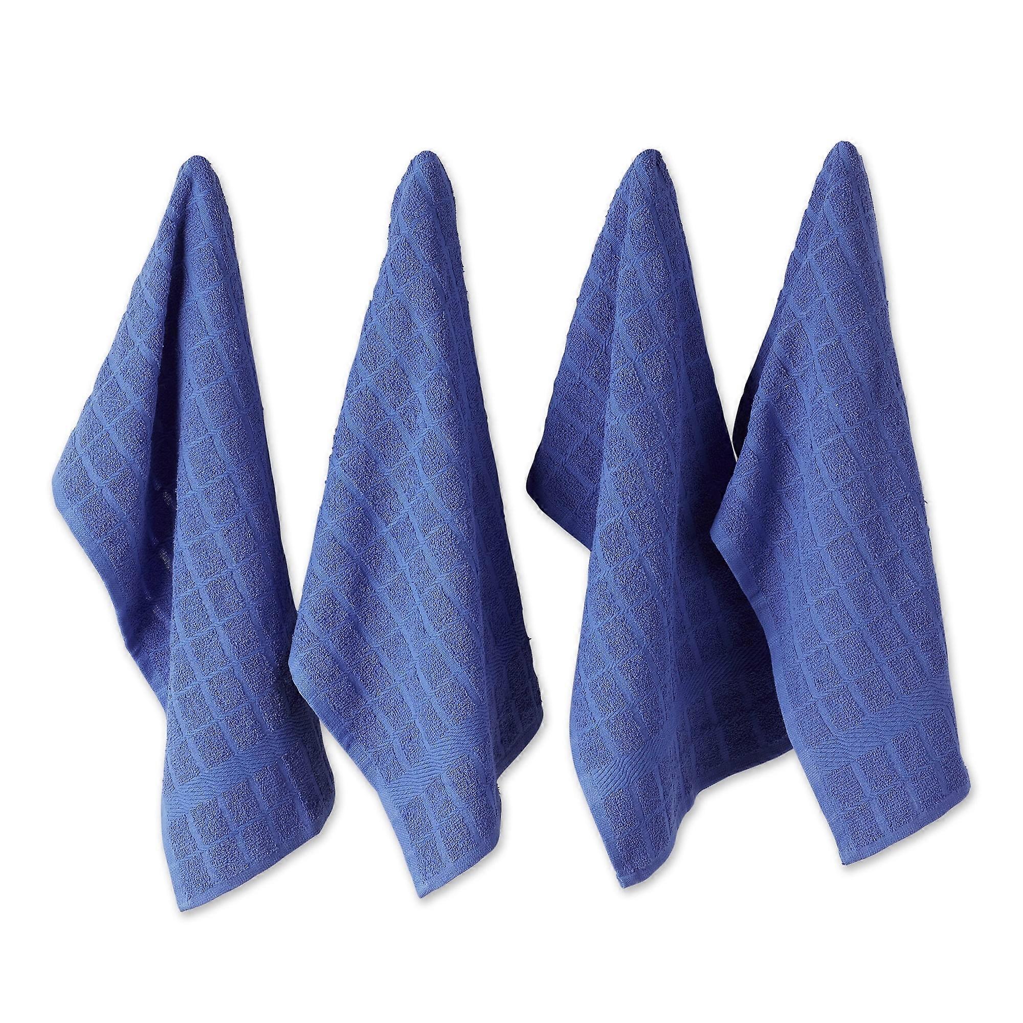 Solid Blueberry Windowpane Terry Dishtowel 4 Piece