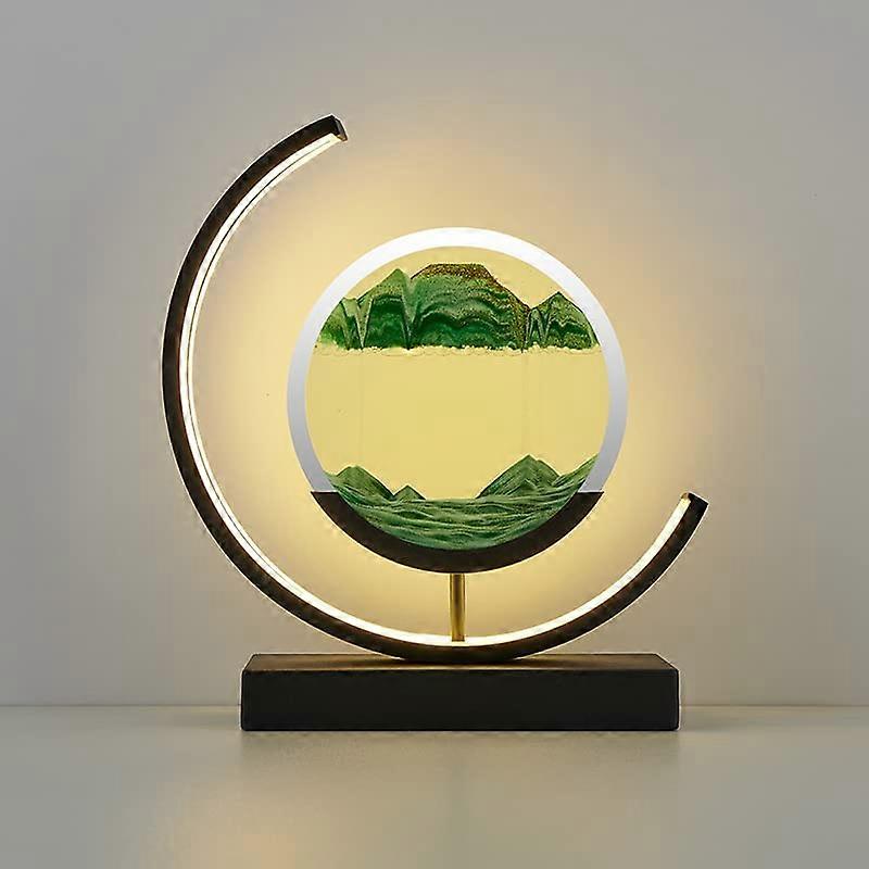 Sand Art Lamp with Dynamic Sand Motion, 3 Light Modes, Rotatable LED Round Design for Home and Office Décor, 11 x 6 Inch