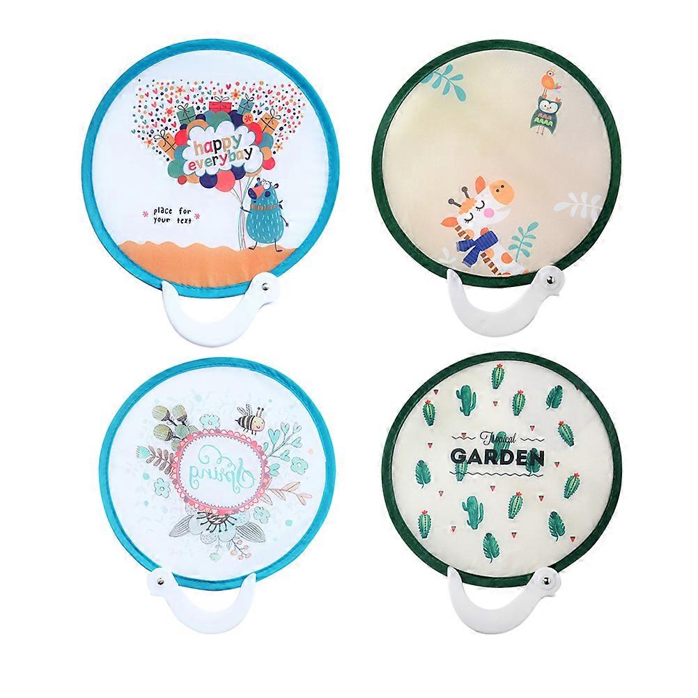 Cartoon Folding Fan for Children Use Mini Portable 12Pcs with Handle Assorted