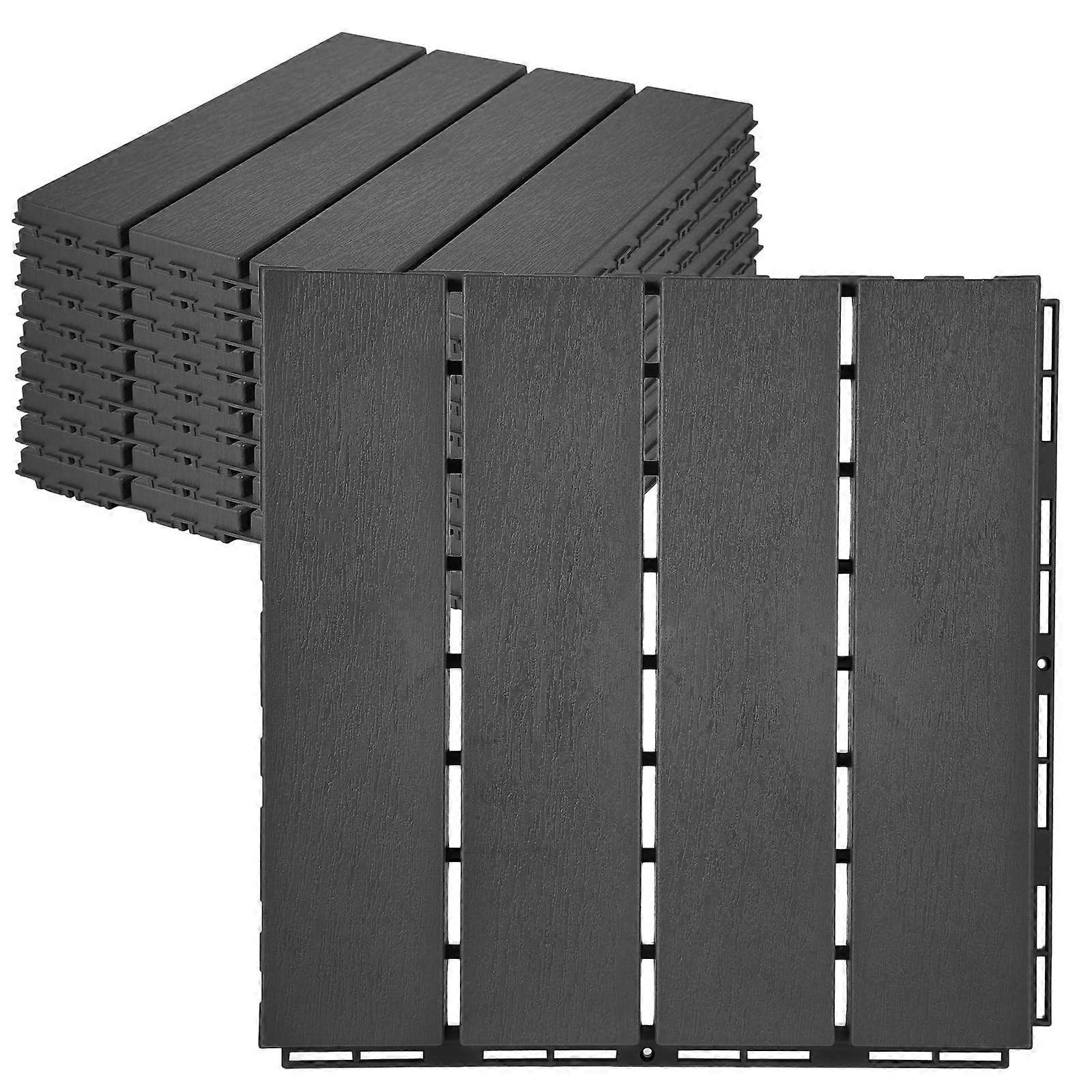 Deck Tiles 9 Pack Outdoor Waterproof All Weather Interlocking Patio Flooring for Balcony Garden