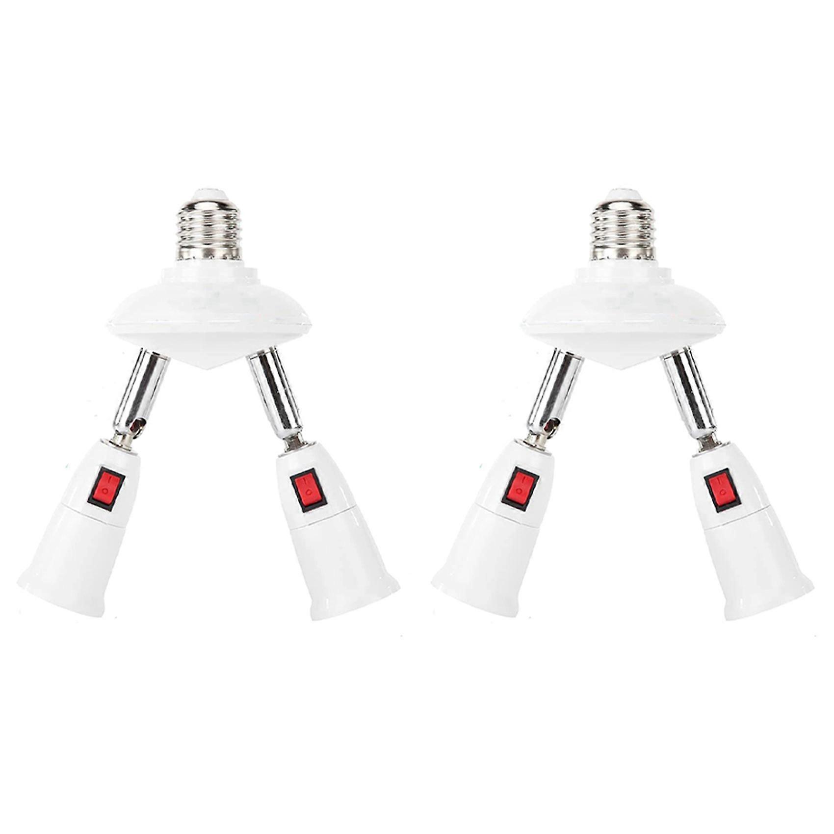 2X 360 Degree Adjustable - 2 in 1 E27 Splitter Socket Adapter. E27 Standard LED Bulb Socket Adapter