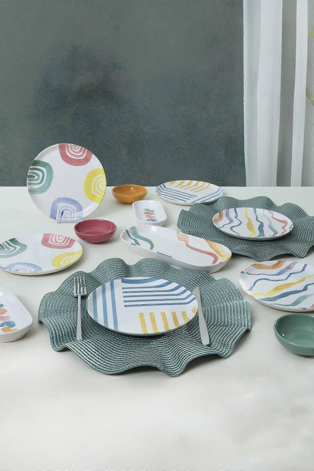 Keramika Dinnerware Set - Ethnic - 13 pieces - 6 persons - Stoneware