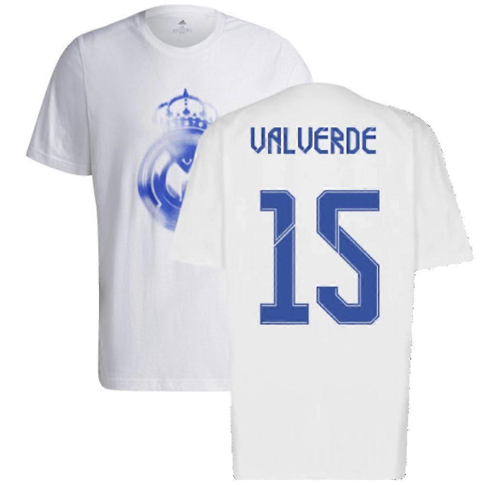 Real Madrid 2021-2022 Training Tee (White-Blue) (VALVERDE 15)