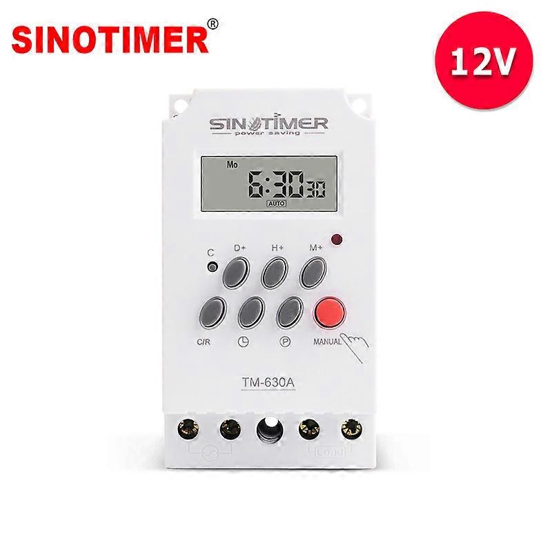 12V DC Input 7 Days Programmable 24hrs Mini Timer Switch Time Relay Output Load High Power 30A 230VAC Din Rail Digital Timers