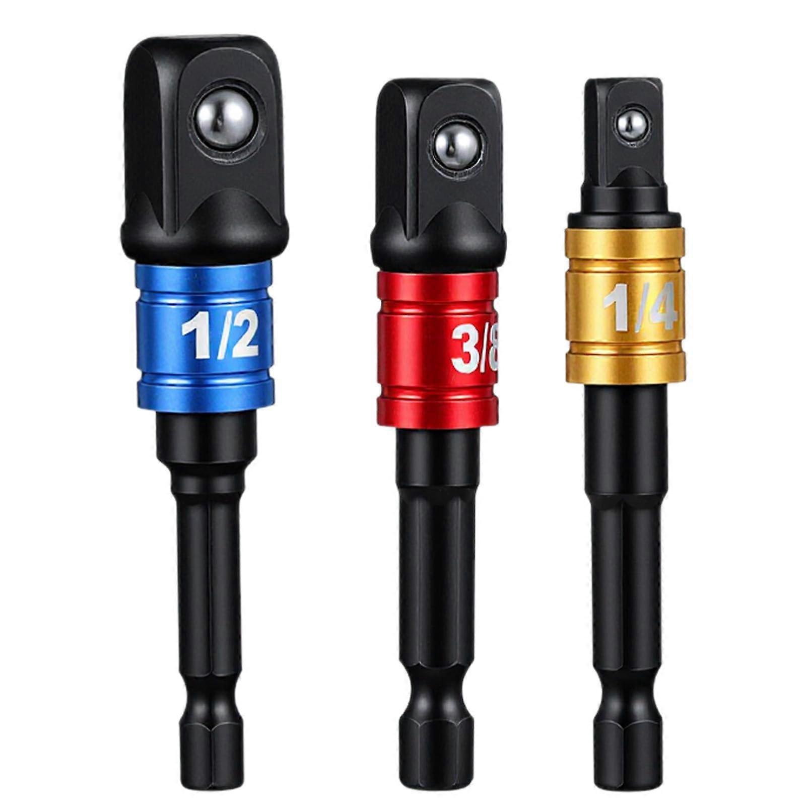 Impact Socket Adapter Set 1/4' 3/8' 1/2' Heavy Duty Drill Accessories with Extension Holder