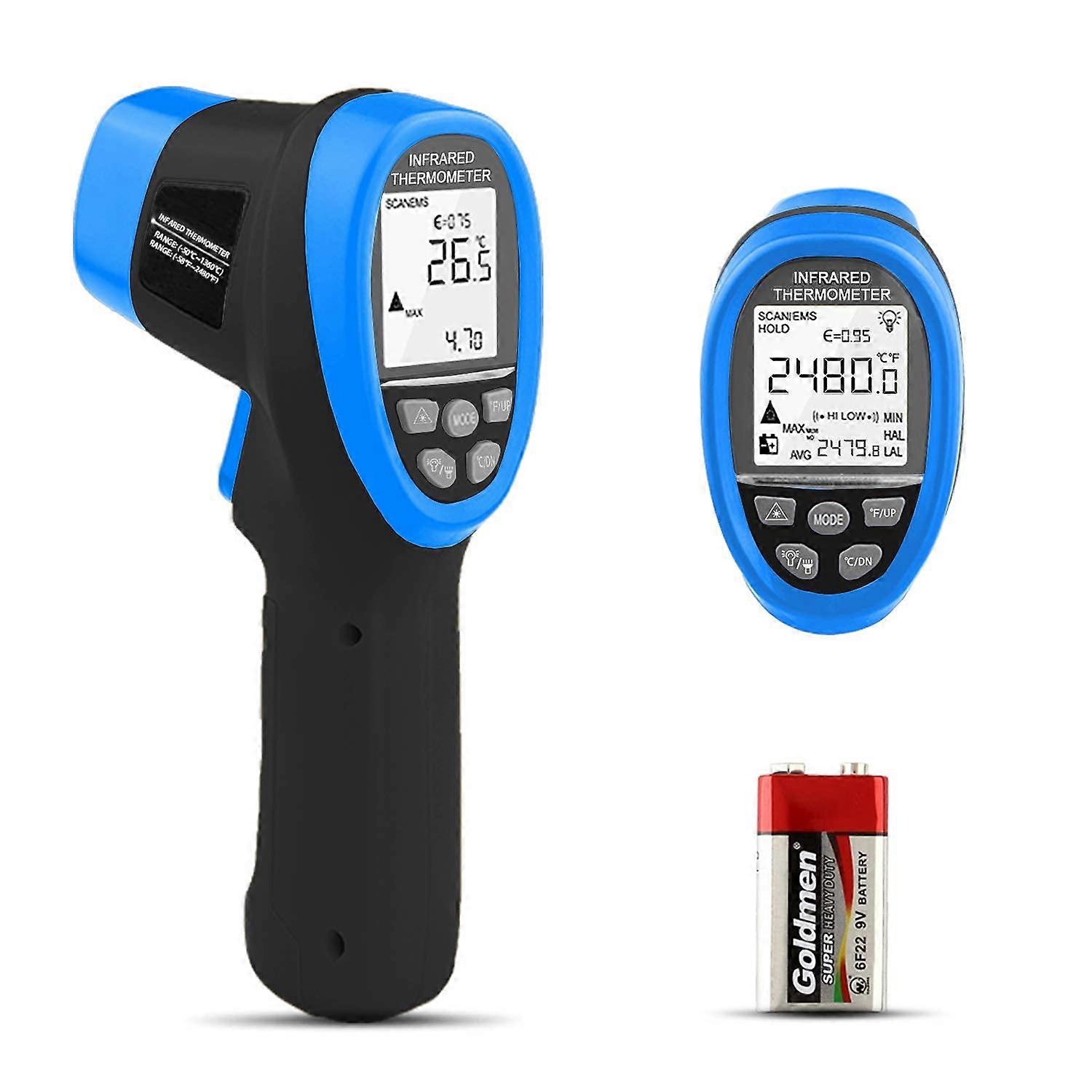Infrared Thermometer Temperature Gun with Wide Range, Dual Laser, Adjustable Emissivity, LCD Display