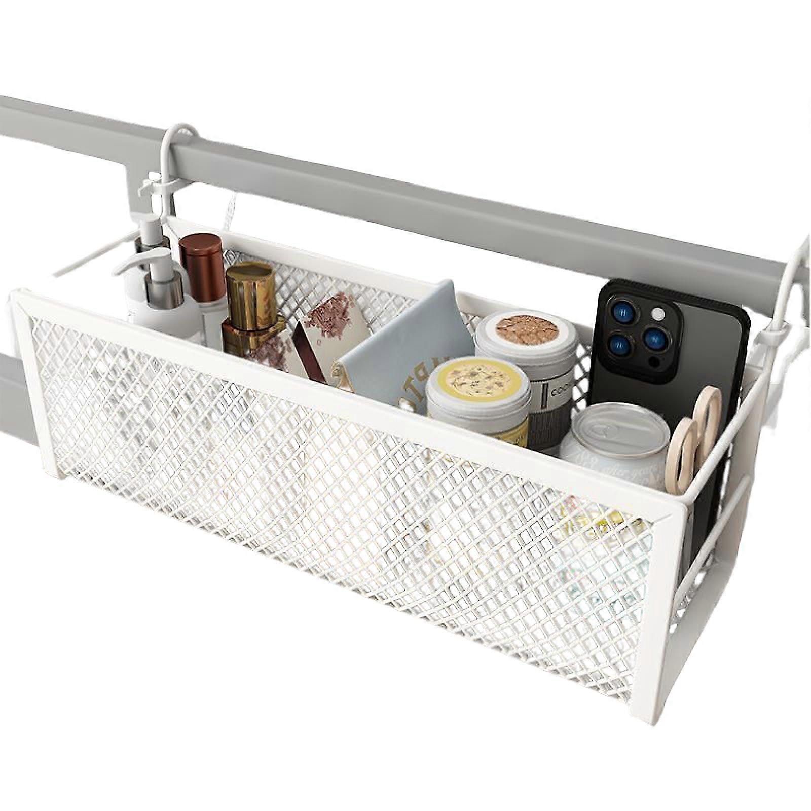 Bedside Storage Basket with Large Capacity Hanging Organizer for Dorm Room White 33x16.5x12