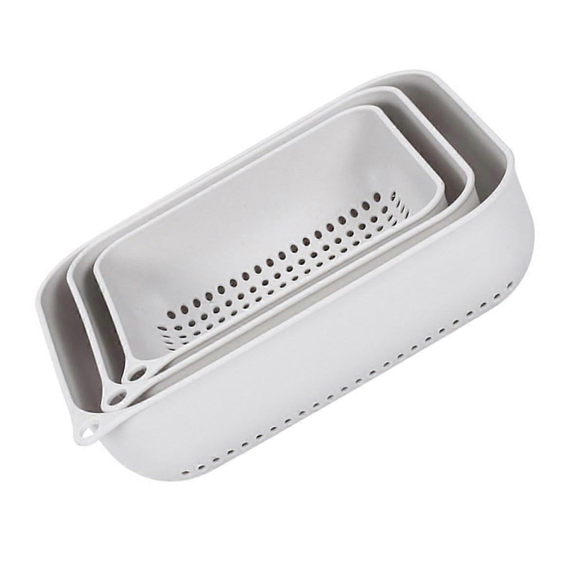 Kitchen Sink Strainer and Vegetable Colander Set, 3pcs SpaceSaving Plastic Drain Baskets for Fast Washing