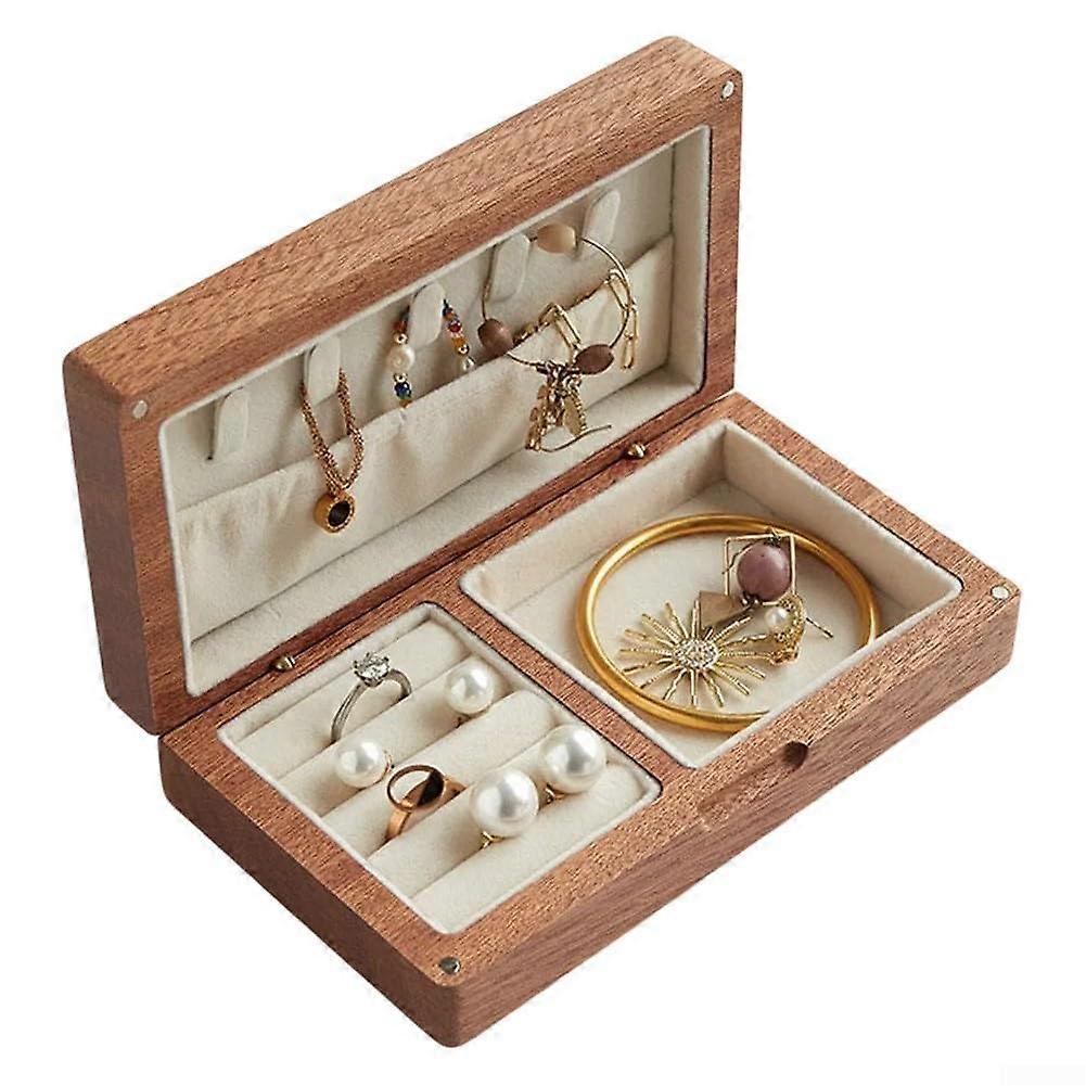 Wooden Jewelry Organizer Box with Multiple Compartments and ScratchProtective Lining, Macassar White