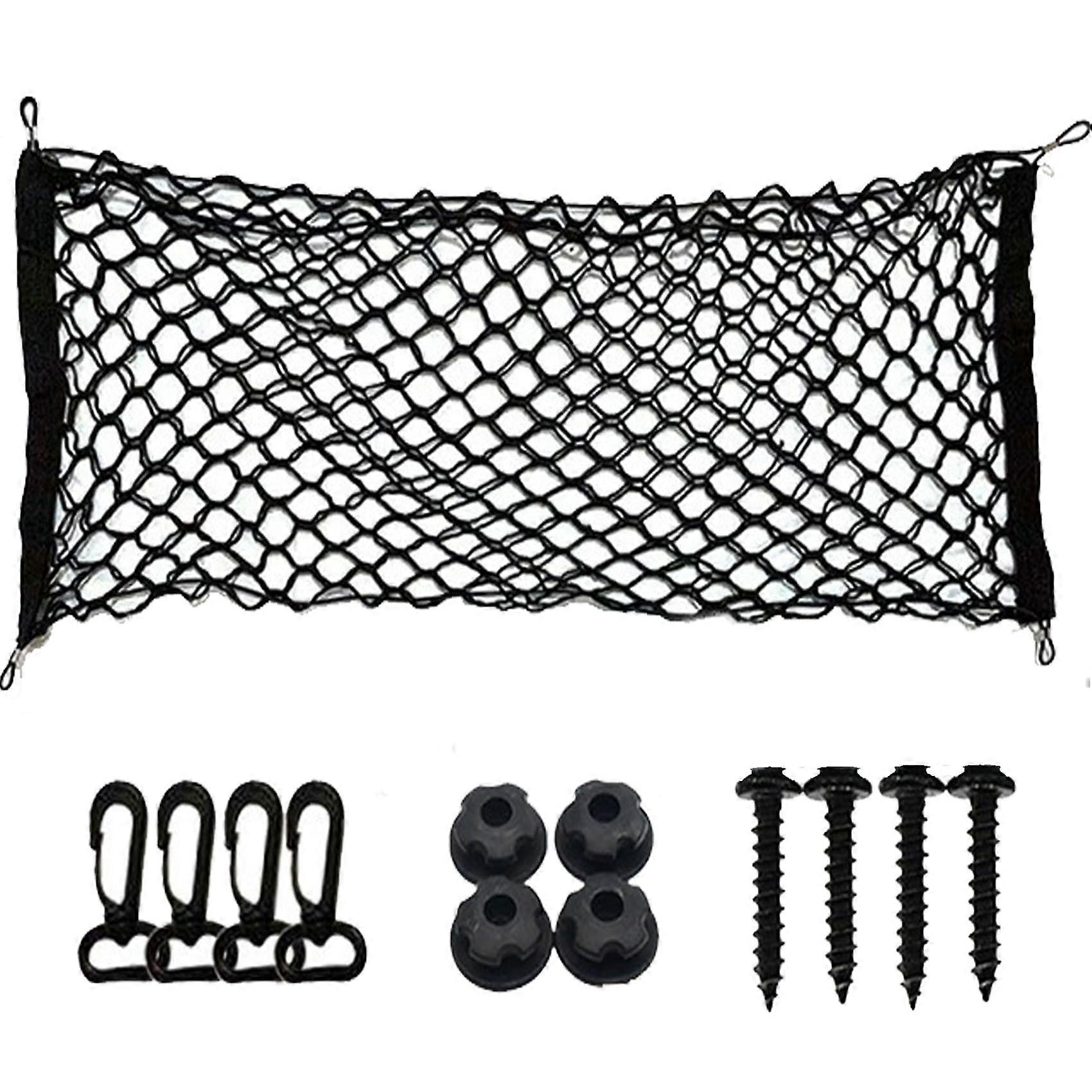 Car Cargo Net Stretchable Elastic Mesh with Hooks for SUV and Vehicle Trunk Storage Organizer