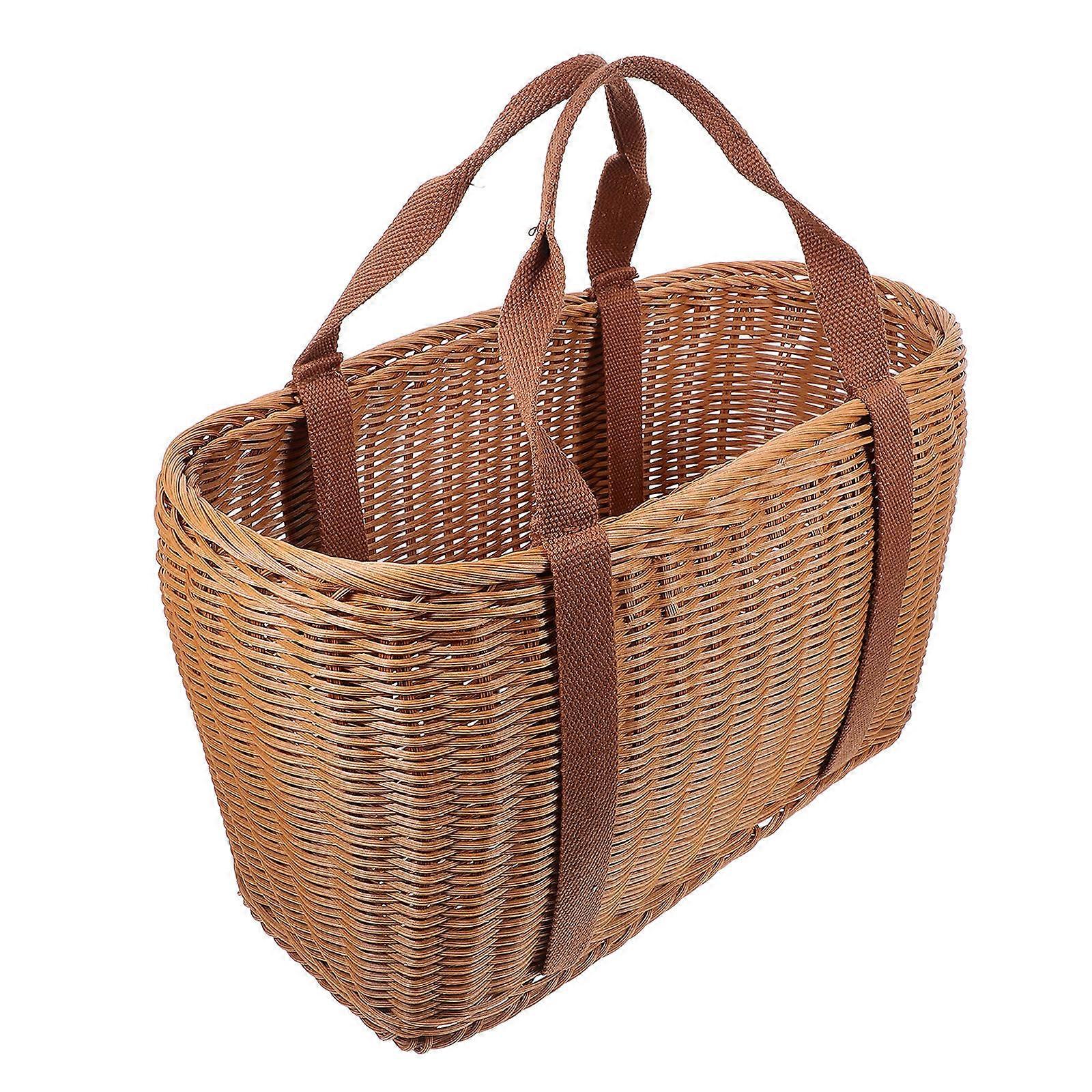 Brun vävd picknickkorg för utomhusförvaring