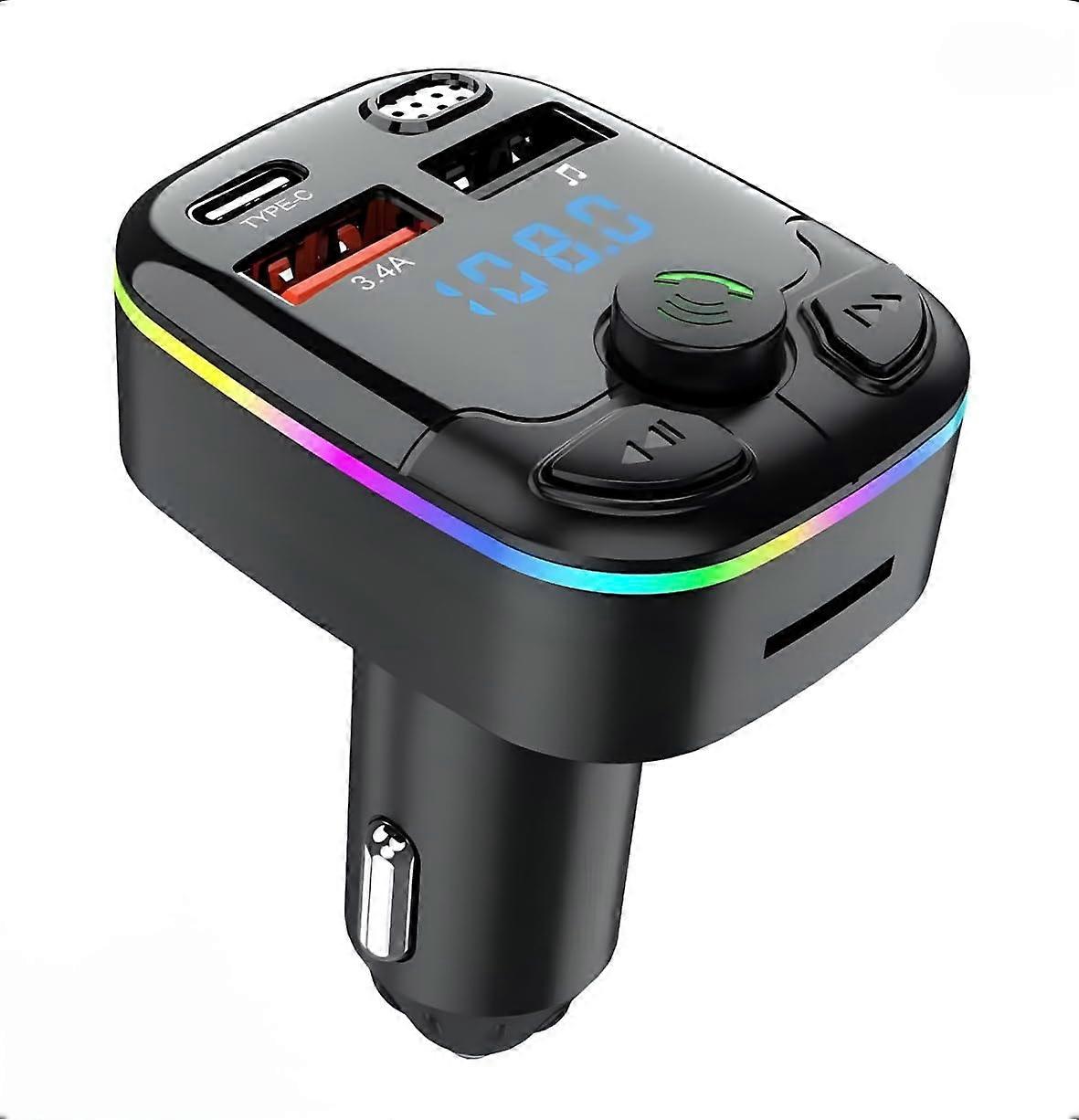 Bluetooth FM Transmitter with 3A USB Charger, Car Bluetooth MP3 Player for Hands Calling