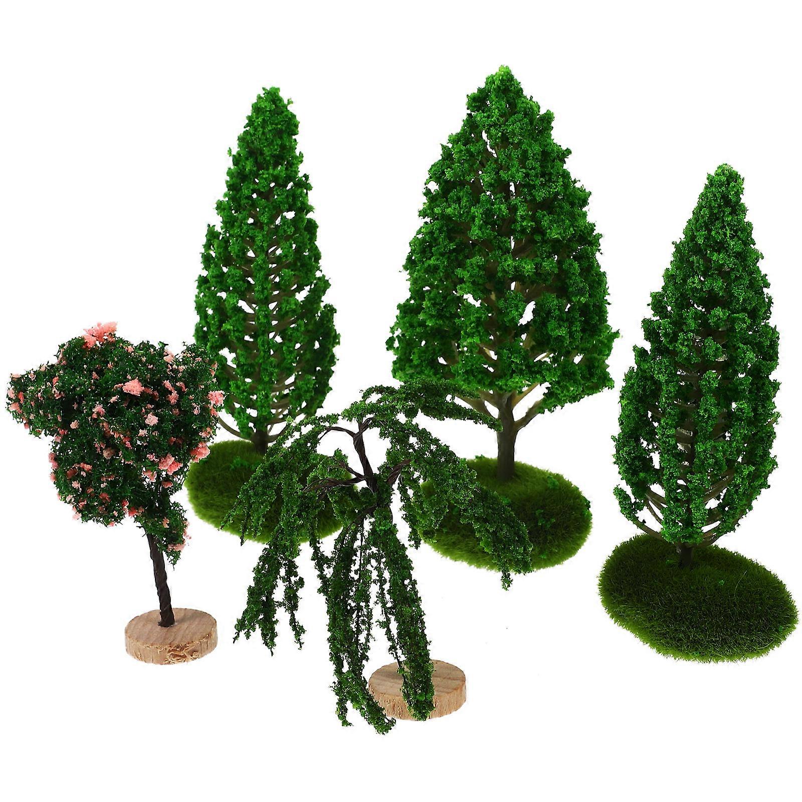 Miniature Garden Tree Decor Miniature Landscape Tree Figurine DIY Projects Plastic Tree Shape 5Pcs
