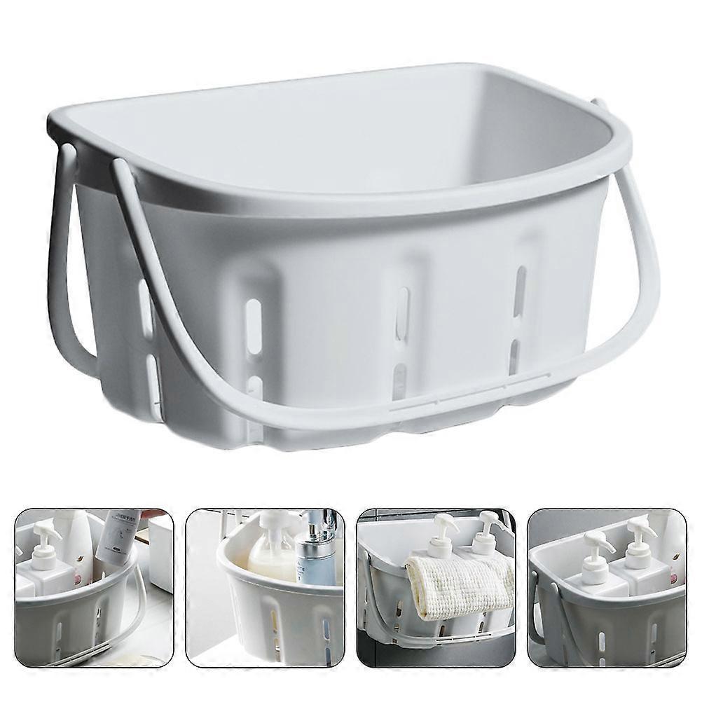 Grey Plastic Shower Basket for Bath Use Portable Storage 1Pcs