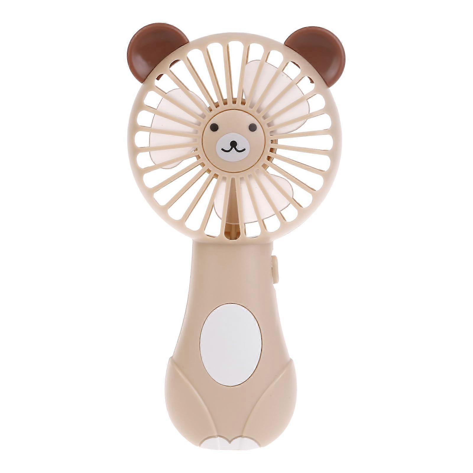 Portable Battery Powered Handheld Fan with Adjustable Speed, Cute Bear Design, 5Blade Airflow
