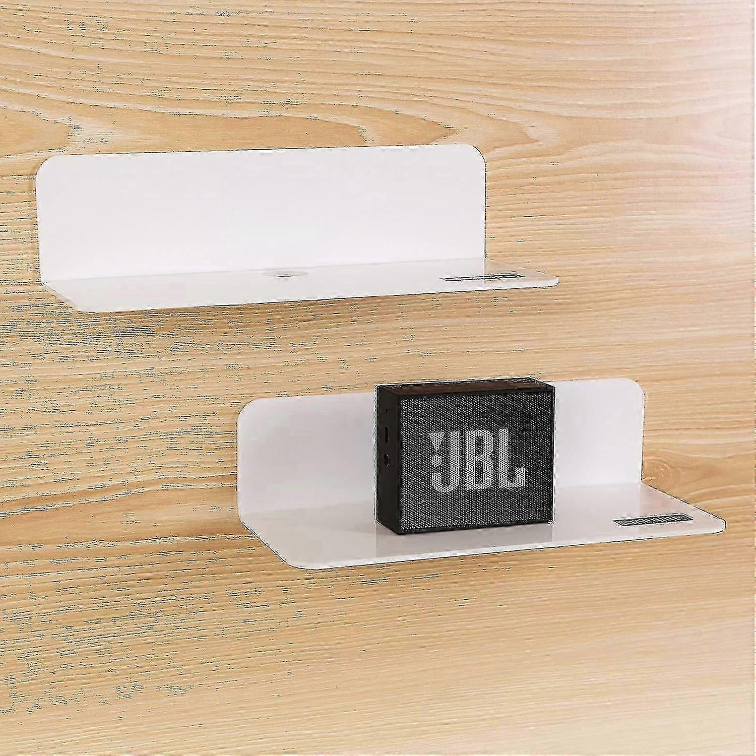 2025 2-Pack 9 Inch White Wall Shelves with Cable Clips