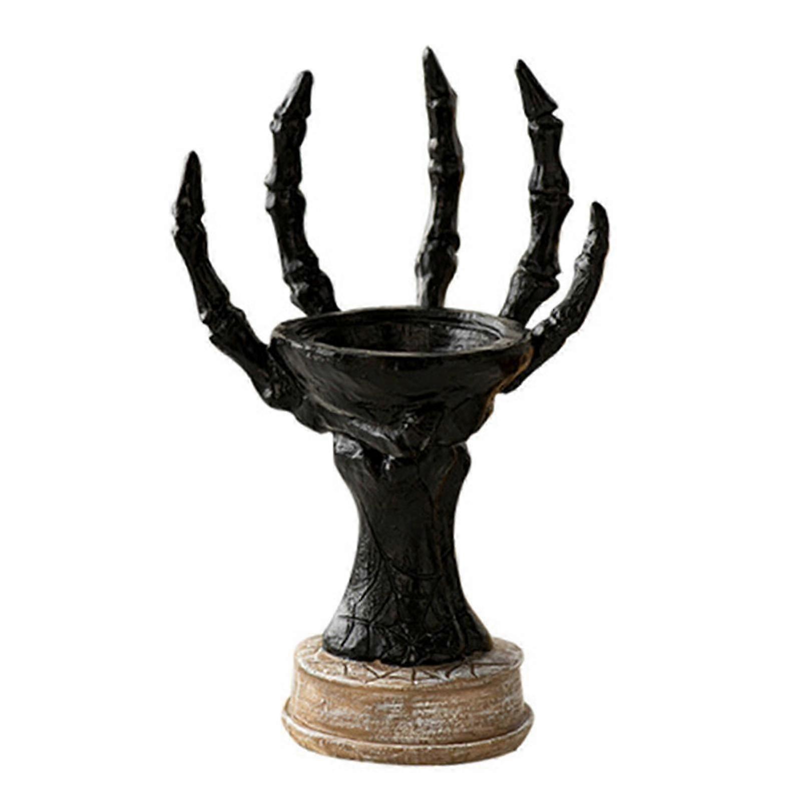 Skeleton Hand Shape Tealight Candle Holders Halloween Candle Stand Resins Candlestick Home Table Centerpieces Decoration silver black 26-27s