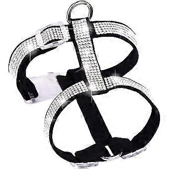 Heytea Pet Harness, No Pull Cat Harness Adjustable Cat Rhinestone Vest Harness Dog Chest Strap for Cats Puppy Small Dogs (S-Black),S- Chest- 26-35cm B