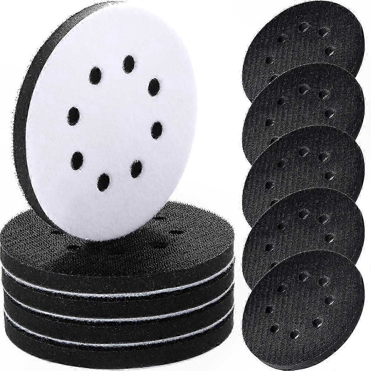 10-Pack 5-Inch Hook & Loop Sponge Cushion Backing Pads with 8 Holes for Interface Tools
