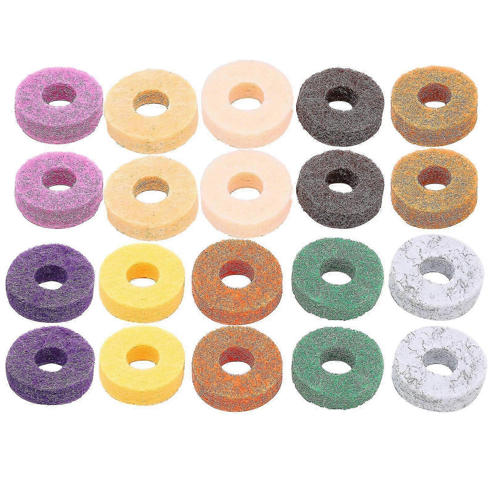 20Pcs Drum Cymbal Felt Multicolour Pad Instrument Accessory Replacement Part Set Kit