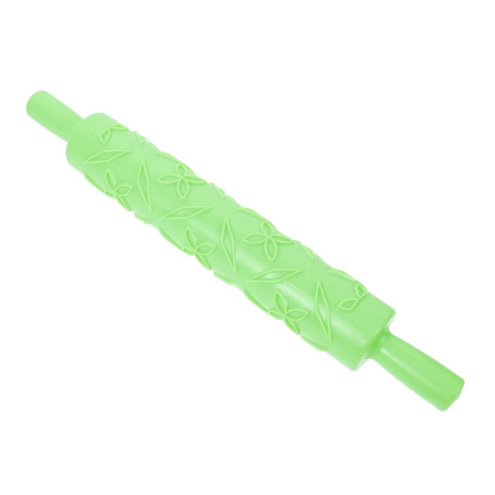 Embossed Fondant Rolling Pin FoodGrade Plastic Patterned Texture for Cake Decorating Green