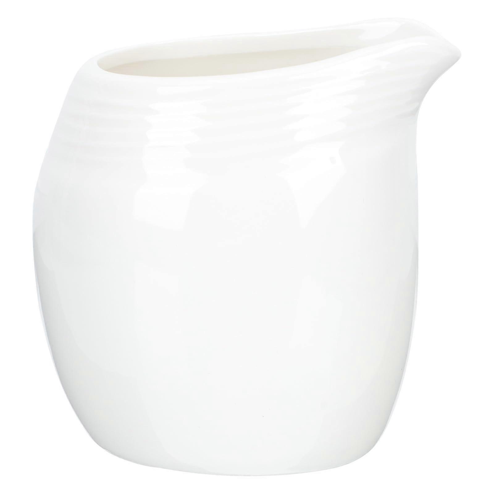 White Ceramic Milk Jug with Nonslip Base for Coffee, Tea, and Restaurant Serving