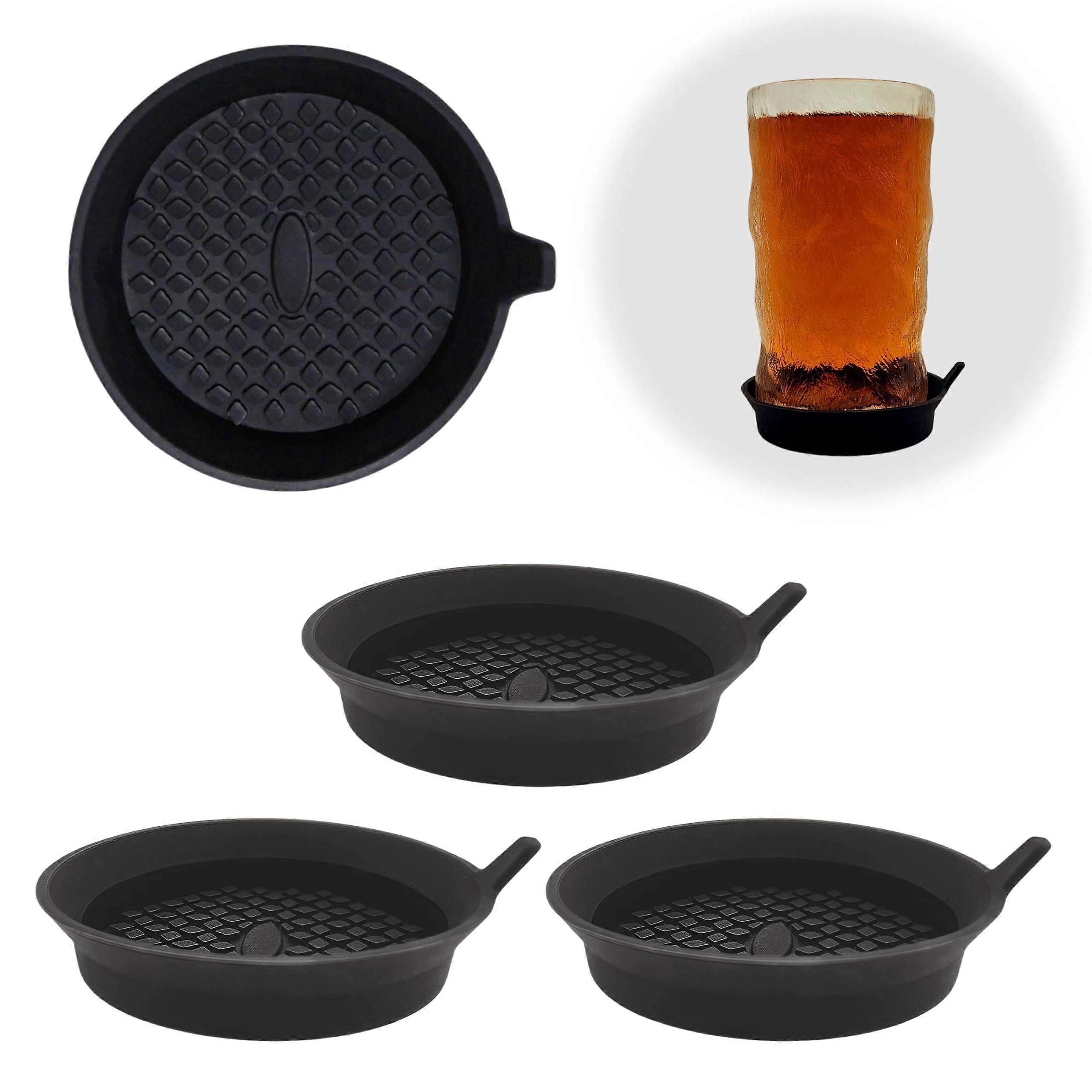 4Pack Black Silicone Car Cup Holder Coasters, Universal Fit NonSlip LeakProof Inserts