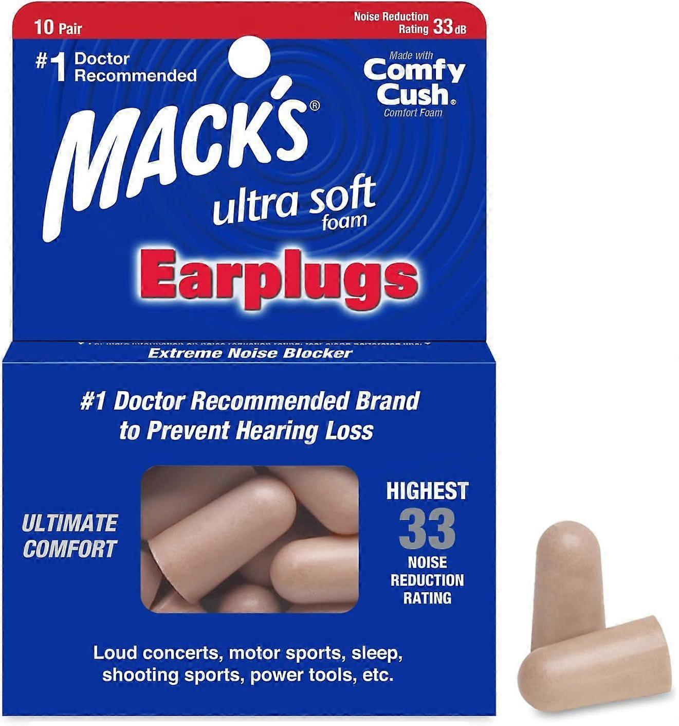 Ultra Soft Foam Earplugs 10 Pairs