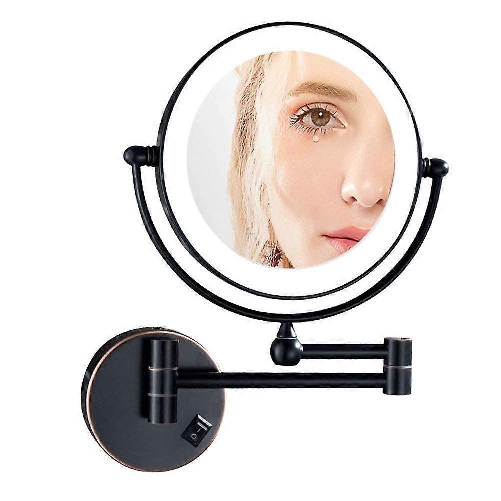 Wall Mounted Makeup Mirror with DualSided 360° Swivel, Extendable Arm Plug Powered Vanity Mirror