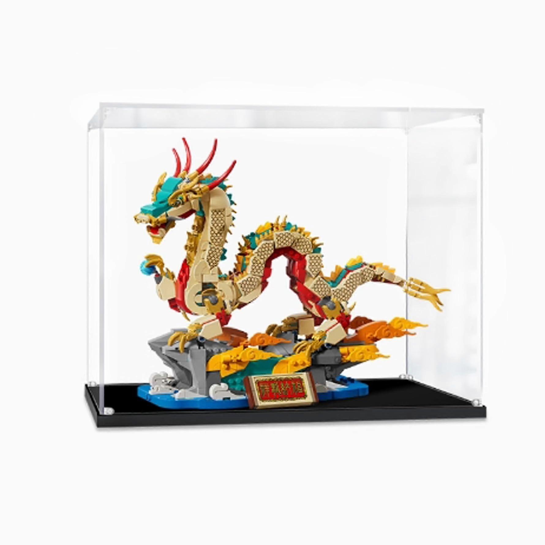 Acrylic Display Case for  80112 Auspicious Dragon, Transparent Dustproof Box with Clear 360° View, Stackable Design