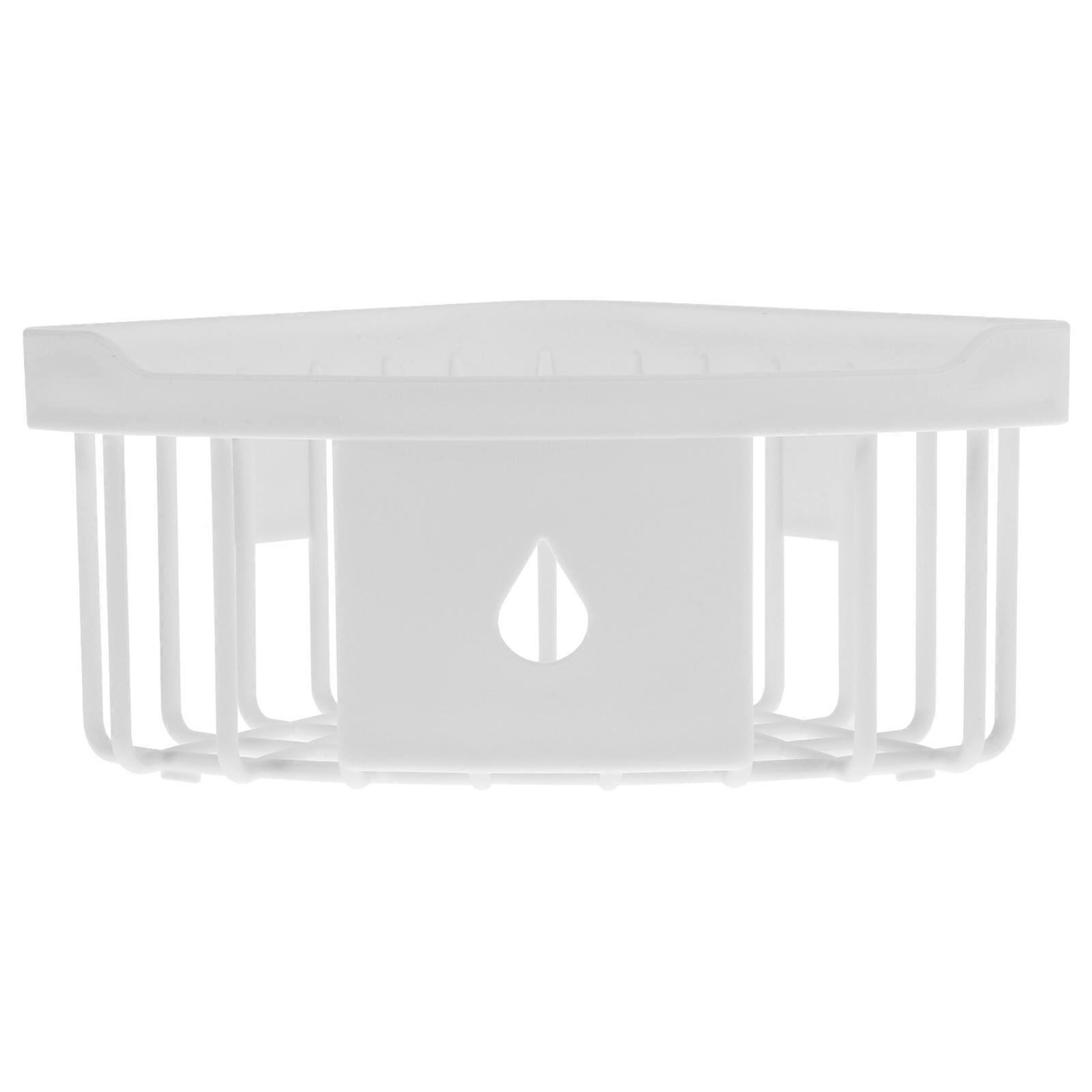 Triangle Mini Sink Corner Suction Cup Storage Rack Kitchen Use Holds Sponge Iron 1Pack