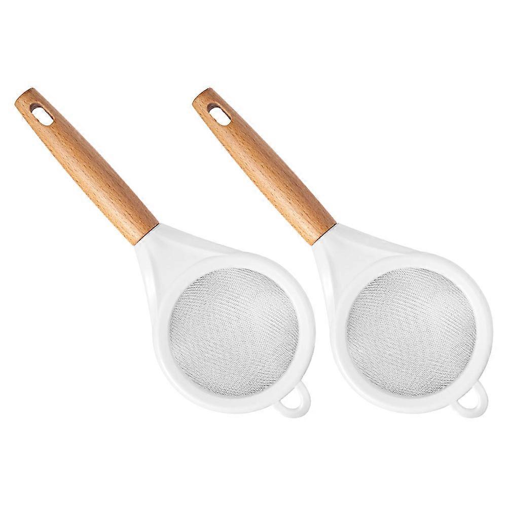 Multi Color Flour Strainer with Wood Handle for Home Use 2Pcs Set