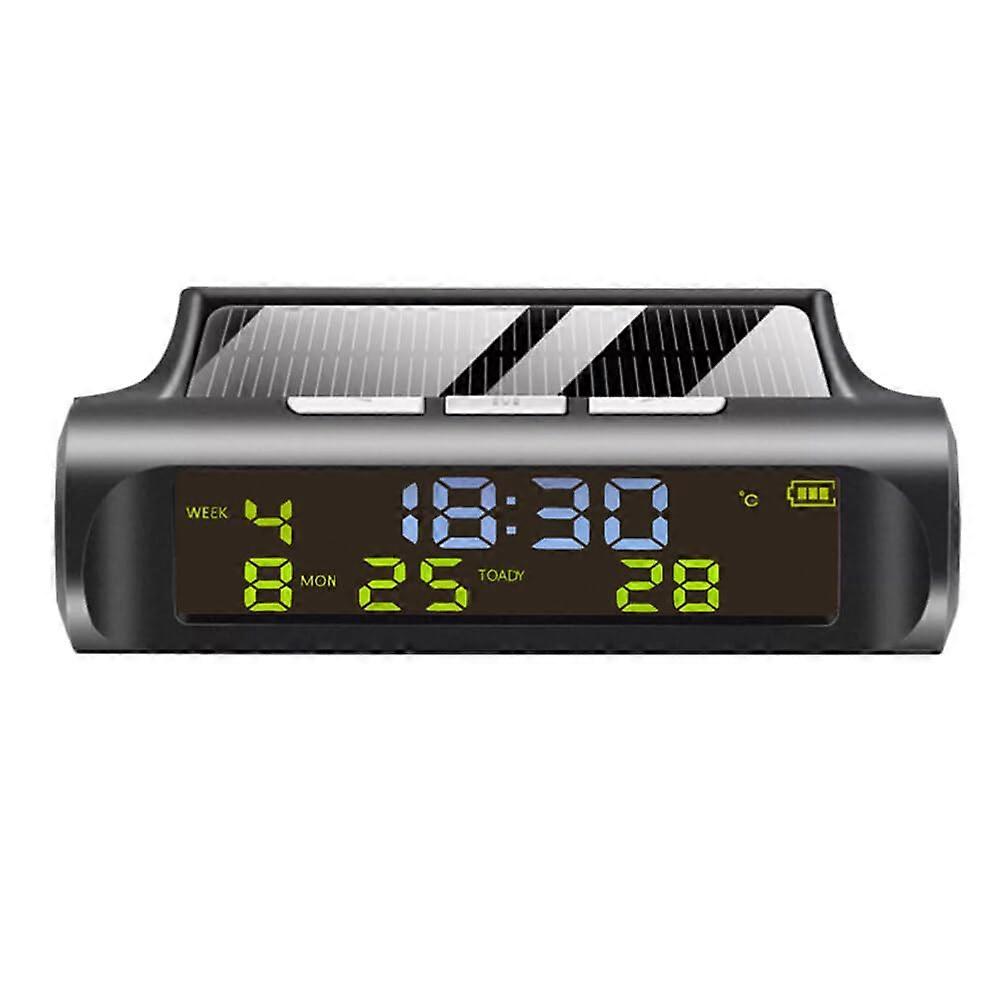 Solar Powered Car Dashboard Clock and Thermometer with Date Time and RealTime Temperature Display