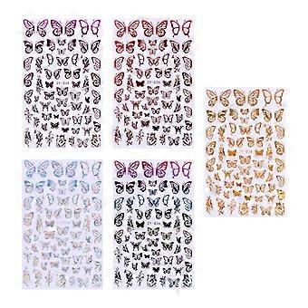 Nagelsticker-Set mit Schmetterlingsmotiv, 5 Bögen zur Maniküre-Dekoration