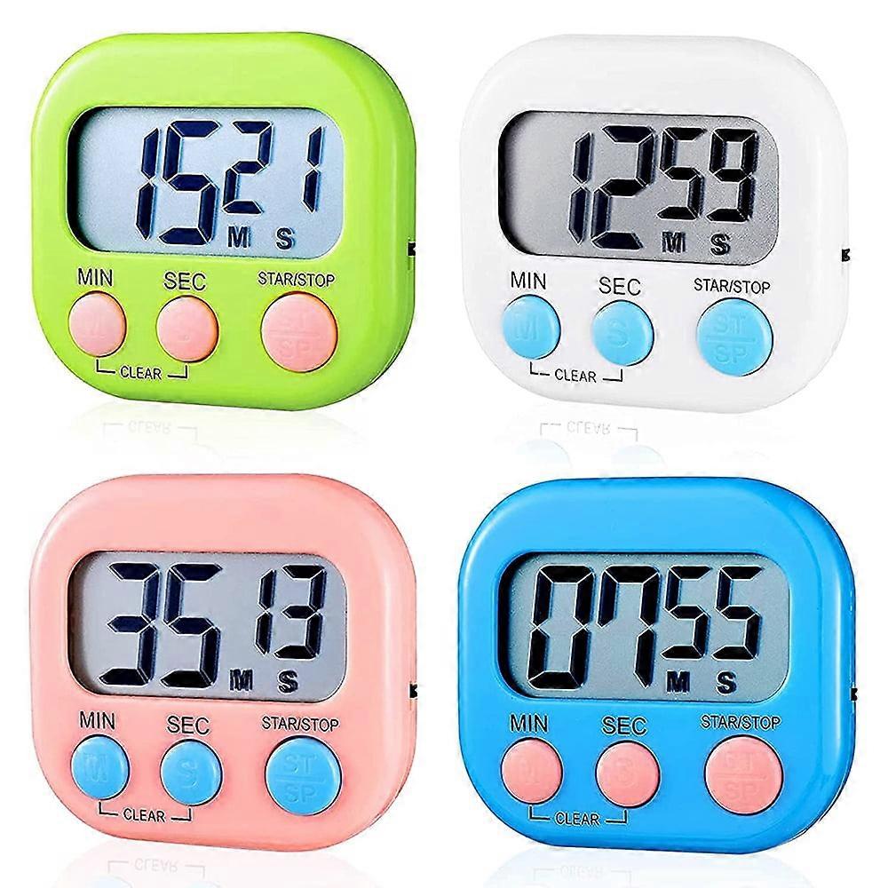 4 Pack Small Back Magnetic Digital Kitchen Timer and On/Off Switch, Countdown Minutes and Seconds