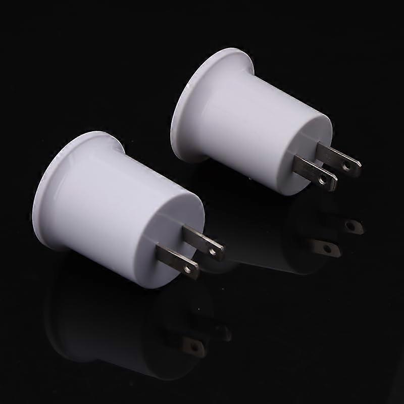 E27 Lamp Holder Adapter to US EU Plug, Quick Conversion LED Bulb Socket Converter, White