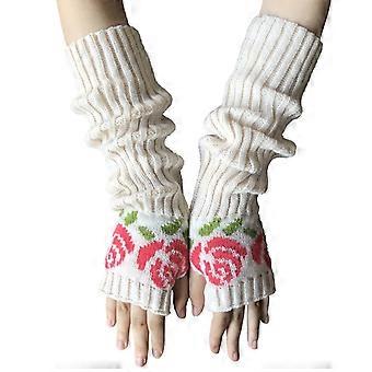 Gebreide Arm Warmer Duim Gat Stretchy Handschoenen Vrouwen Lange Halve Vinger Handschoenen