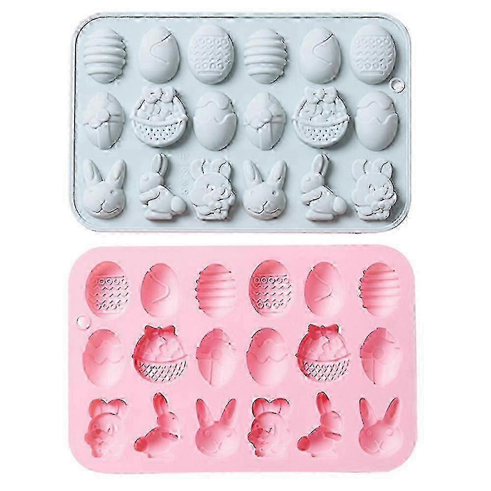2Pcs Easter Silicone Molds for Chocolate, Cake, Soap