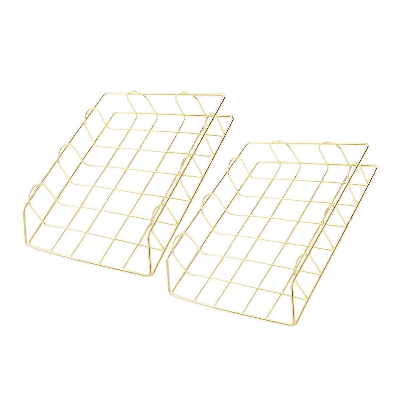 2pcs Stackable Metal File Organizer Set for Desk and Office, Durable SpaceSaving Design
