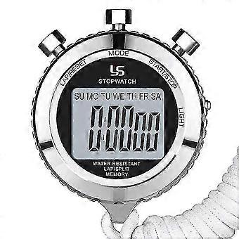 Stopwatch Metal Stopwatch Timer with Backlit 1/100th Second Precision 2 Lap Memory Digital Stop Watch