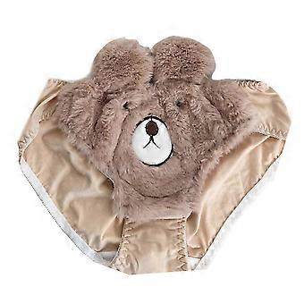 Cartoon Anime Lingerie for Women Cartoon Bear Students Underwear Plush Panties Briefs Winter Soft Bikini Underpants light brown