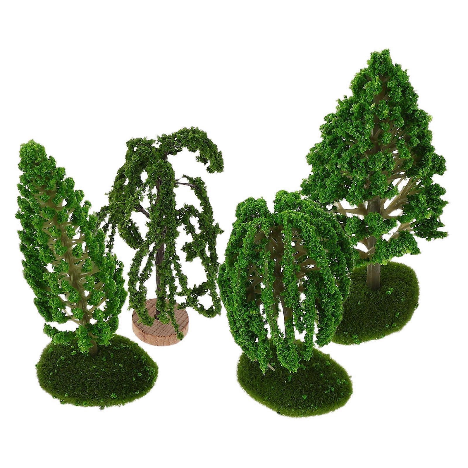 Model Trees Miniature Tree Model for Diorama 4Pcs Plastic Craft Scenery