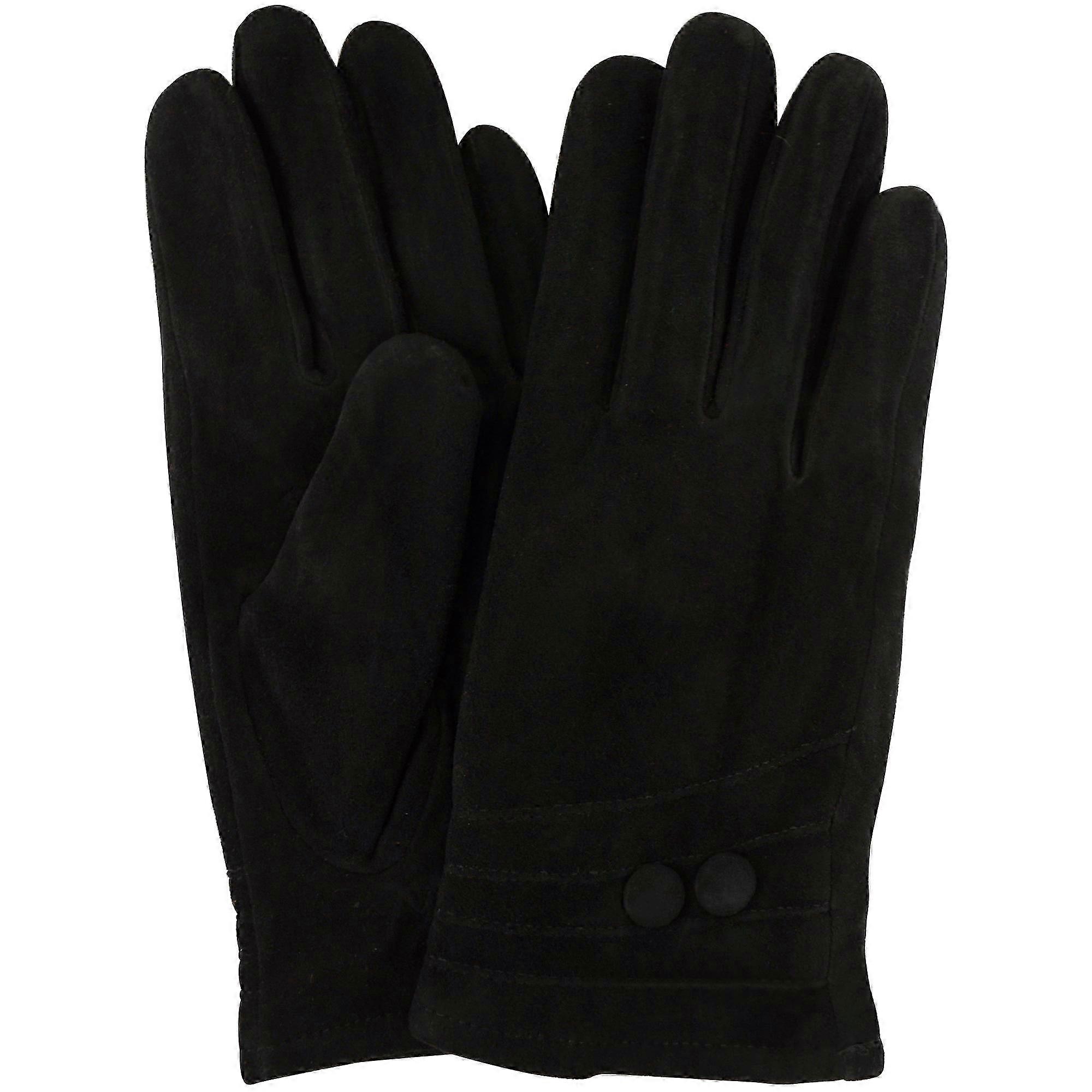 Suede Gloves with Fleece Lining and Two Button Design