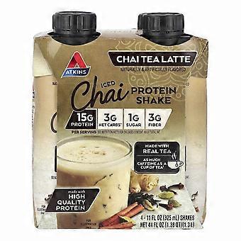 Atkins, Iced Tea Latte Protein Shake, Chai, 4 Shakes, 11 fl oz (325 ml) Each, 3-Pack