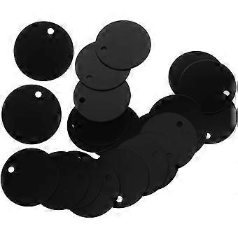 Lot de 25 médailles rondes en alliage d'aluminium pour animaux de compagnie, vierges, pour chiots, corde de traction, pendentif, accessoires pour chiots, nounours, DIY (noir)