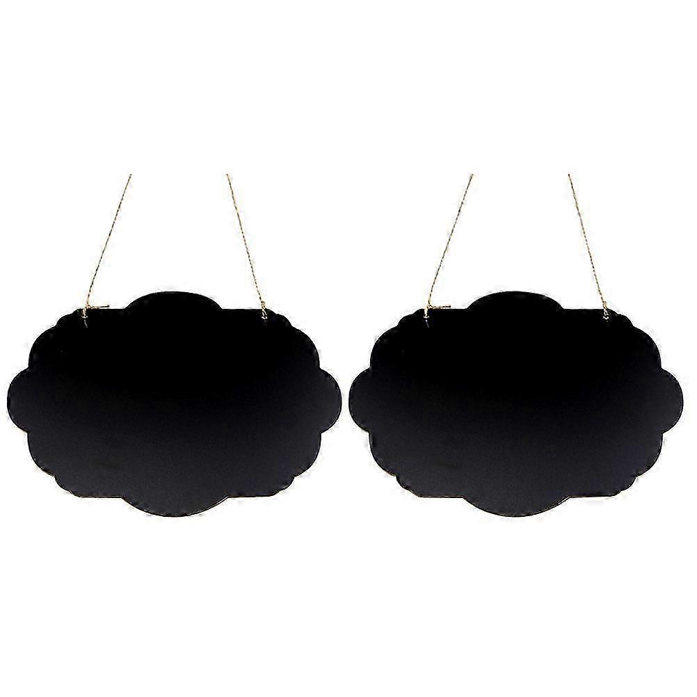 Two double-sided cloud-shaped hanging rope display boards (black)