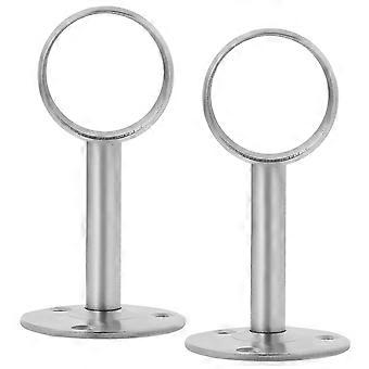 2pcs Schrank Pole End Supports Steckdose Edelstahl Duschvorhang Flat Rod Rack
